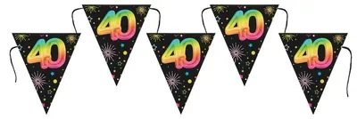 Produktbild von Wimpelkette Girlande Geburtstag 40 schwarz bunt 300 cm