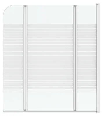 Zdjęcie produktu dla sk?adany parawan nawannowy MARWELL White Lines 125 x 140 cm , 3-cz??ciowy sk?adany w kolorze bia?ym matowym - kabina prysznicowa wykonana z bezpiecznego szk?a hartowanego o grubo?ci 4 mm