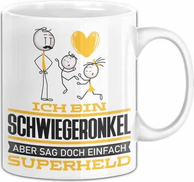 Produktbild von Schwiegeronkel Geschenk Tasse Ich Bin Schwiegeronkel Aber Sag Doch Einfach Superheld Lustige Geschenkdiee für Schwiegeronkel Kaffee-Becher (Weiß)