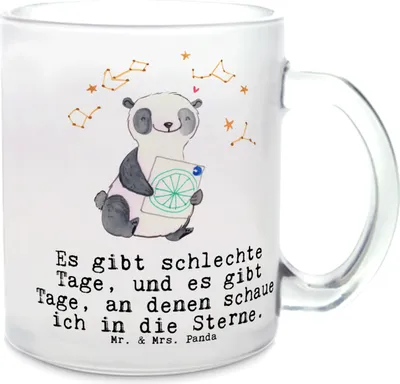 Produktbild von Mr. & Mrs. Panda Tee Tasse Panda Astrologie - Transparent - Geschenk, Motivtasse, Trinkglas, Pott, Teetasse aus Glas, Teeglas, Sternbilder, Horoskop