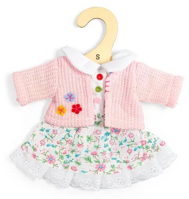 Immagine prodotto di BigJigs: Abito e cardigan a fiori per bambole - Set di abbigliamento per bambole