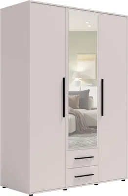 Produktbild von Kleiderschrank MAXIONE MX-12 mit Spiegel 2 Türen 2 Schubladen Drehtürenschrank 150 x 205 x 59 cm Schrank Modern (Kaschmir)