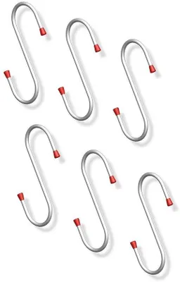 Immagine prodotto di Supporto da parete Gedotec - universale, in acciaio zincato, rivestito in gomma | 6 portautensili, lunghezza: 180 mm | ganci a S di grandi dimensioni per garage con portata fino a 20 kg | universale, ganci di sospensione a forma di S