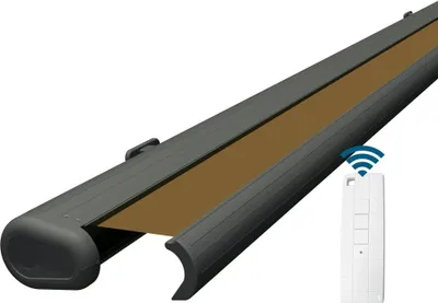 Produktbild von Eclipse Premium elektrische Vollkassettenmarkise Grau 4,5x3 m Tuch: Sand