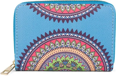 Produktbild von styleBREAKER Damen Kleine Geldbörse mit bunte Mandala Ornament Muster, Ethno Style, Reißverschluss, Portemonnaie 02040149