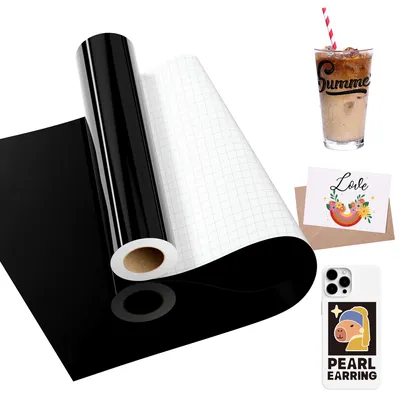 Produktbild von Vinylfolie für Plotter - Selbstklebend - Zum Basteln und Dekorieren - Schwarz - 30,5 cm x 457,2 cm