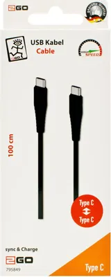 Obrázek produktu pro 2GO USB Lade-/Datenkabel 2x USB-C 3.1   1m schwarz