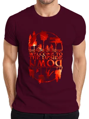 Produktbild von Welcome To The Upside Down Sci Fi 80er Retro Horror Stranger Herren T-Shirt, Burgundy, XL