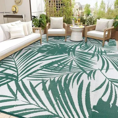 Productafbeelding van Famanu Terras tapijt, waterbestendig - groen-wit, 180 x 270 cm