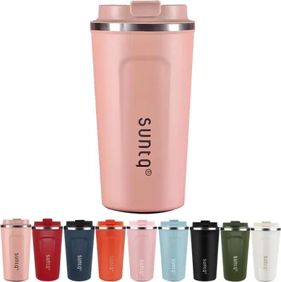 Obrázok produktu pre SUNTQ hrnček na kávu z nehrdzavejúcej ocele termohrnček s dvojitou izoláciou 510 ml koralovo ružový