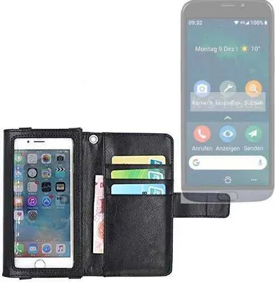 Produktbild von K-S-Trade Handy Hülle Schutz Hülle Kompatibel mit Doro 8050 Case mit Displayschutz / Schutzfolie Flip Cover Wallet case Etui Hülle schwarz