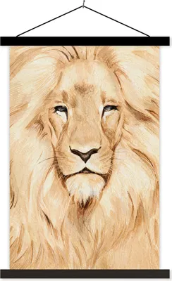 Produktbild von MuchoWow® Textilposter Tiere - Löwe - Illustration 40x60 cm mit schwarzem Rahmen - Wanddekorationen