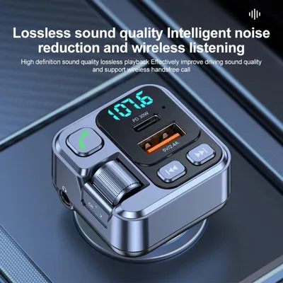 Image de Récepteur Bluetooth pour voiture - Émetteur FM Q28, chargeur USB pour véhicule - Charge rapide PD de 20W - Affichage LED numérique - Lecture MP3 via clé USB - Adaptateur 12V HM101