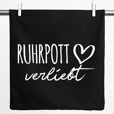 Produktbild von Huuraa Kissenbezug Ruhrpott verliebt 40x40cm Black Baumwolle Dekokissenbezug Geschenkidee