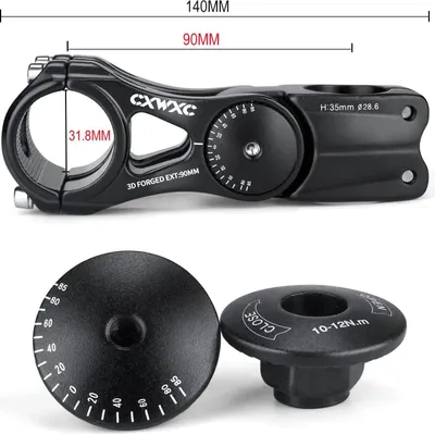 Productafbeelding van Famanu verstelbare mountainbike stuurpen, 318 mm, 85 graden – fietsvoorbouw voor stuur – aluminiumlegering – zwart