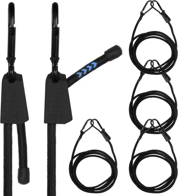 Produktbild von 4 Stück Verstellbare Bungee Linien, 200 cm, mit Karabinerhaken, für Gepäck, Garten, Camping, Schwarz