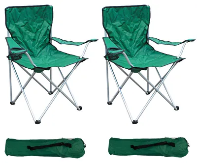 2-er Set Anglersessel mit Getränkehalter und Tasche Grün belastbar bis 120kg