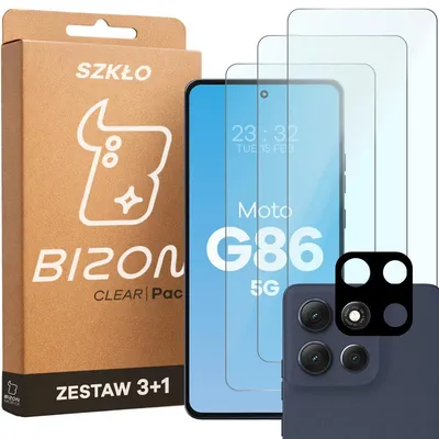 Produktbild von 3x Gehärtetes Glas + Kameraschutz für Motorola Moto G86 5G, Bizon Glass Clear Pack