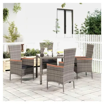 Produktbild von Gartenstühle mit Kissen, 4 Stück, Poly Rattan Grau