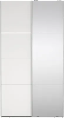 Produktbild von Catania Kleiderschrank 221x119x67cm, 1 Schiebetür, 1 Schiebetür mit Spiegel weiß.