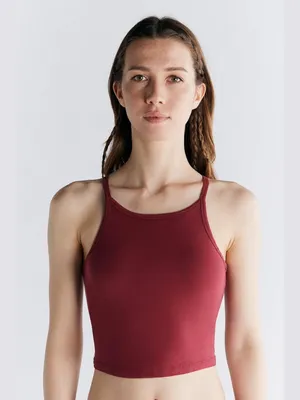 Produktbild von Damen Crop-Top aus 95% Baumwolle und 5% Elasthan mit integriertem Bustier