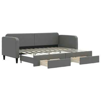 Produktbild von vidaXL Tagesbett Ausziehbar mit Schubladen Dunkelgrau 80x200 cm Stoff
