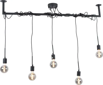 Produktbild von Hängelampe Bar 5-flammig Schwarz 120cm