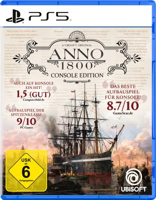 The image shows the front cover of the Anno 1800 Console Edition for PS5.