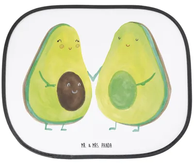Produktbild von Mr. & Mrs. Panda auto blendschutz Avocado Pärchen - Weiß - Geschenk, Hitzeschutz, sonnenschutz saugnapf, Geburt, Kinder, Liebe, Sonnenblende, Schwangerschaft