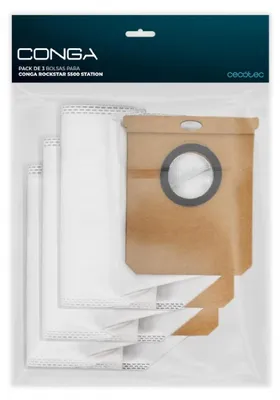 Produktbild von Cecotec Pack mit 3 Staubbeuteln für die Selbstentleerungs-Basisstation von Conga Rockstar 5500 Station Flex/Pet Flex, Originales Ersatzteil