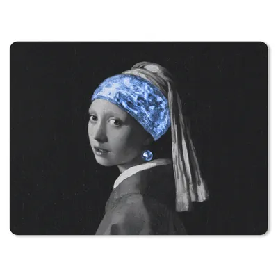 Produktbild von MuchoWow® Mauspad Mousepad Mädchen mit einem Perlenohrring - Kunst - Blau 23x19 cm - Mousepads - Maus Mat - Pad - Mausunterlage - Schreibtischunterlage - Mauspad