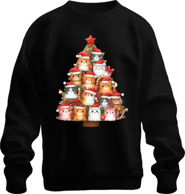 Produktbild von Katzen Weihnachtsbaum Katzenbesitzer - Weihnachten Weihnachtsgeschenk Christmas Uni Weihnachtspullover, Schwarz, 3XL