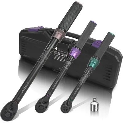 Zdjęcie produktu dla Zestaw kluczy dynamometrycznych, 3-częściowy: 1/4" (1-25 Nm), 3/8" (5-60 Nm), 1/2" (20-220 Nm), dokładność ±3%
