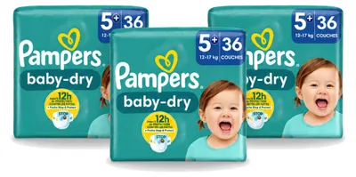 Produktbild von 3 x Pampers Baby-Dry Windeln Größe 5+ (12-17 kg) - Vorteilspackung - 3 Stücke