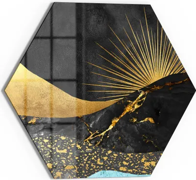 Produktbild von DEQORI Glasbild Echtglas 55x48 cm 'Goldener Mondzauber' Wandbild Bild modern Deko