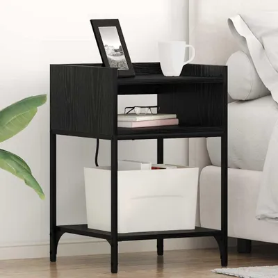 Produktbild von vidaXL Nachttisch 2 Stk. Schwarz Eichen-Optik 40 x 40 x 61 cm