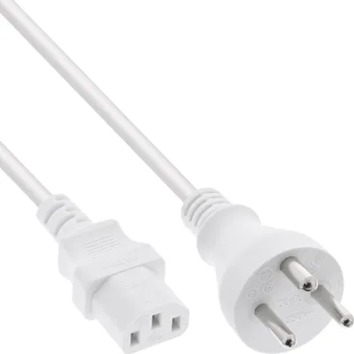Produktbild von InLine® Netzkabel, Netzstecker Dänemark auf Kaltgerätestecker C13, weiß, 1,8m