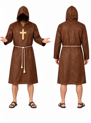 Produktbild von Mönch Kostüm Priester – Mönchskutte mit Kreuz & Kaputze – für Fasching & Karneval & Halloween – Damen & Herren