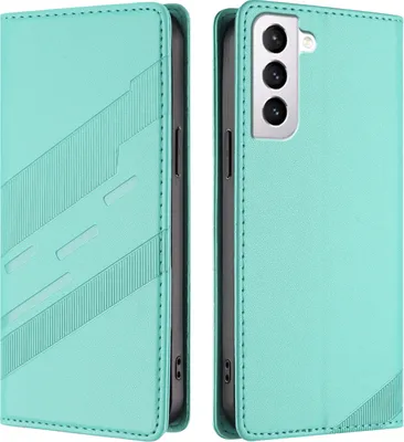 Image de Etui pour Samsung Galaxy S21 5G, étui portefeuille en cuirPolyuréthaneavec fente pour cartes et fonction stand Türkis