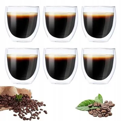 Produktbild von 6er Set Espresso-Tassen, doppelwandig, Borosilikatglas