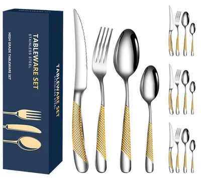 Imagen del producto de Juego de cubiertos de 16 piezas - Diseño moderno, acero inoxidable