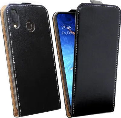 Zdjęcie produktu dla cofi1453® Etui z klapką kompatybilne z SAMSUNG GALAXY A20e (A202F) Etui na telefon komórkowy Pionowe składane etui ochronne z klapką Czarny