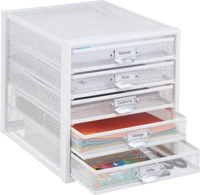 Produktbild von relaxdays 10032573_0 relaxdays Schubladenbox weiß DIN A4 mit 5 Schubladen