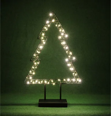Produktbild von WH Tanne mittel mit 62 LEDs ca. 37,5x10x59,5 cm warmweiß | Outdoor Weihnachtsdeko, batteriebetrieben mit Timer-Funktion | 6 Stück