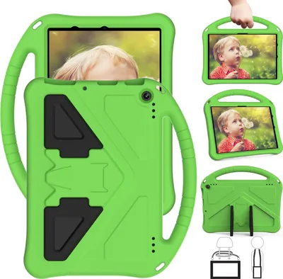 Obrázek produktu pro Dětské pouzdro pro Amazon Fire HD 10 / 10 Plus 10,1" 11. generace 2021, Eva Lehký nárazuvzdorný skládací stojánek, dětský ochranný kryt s úchopem, zelený