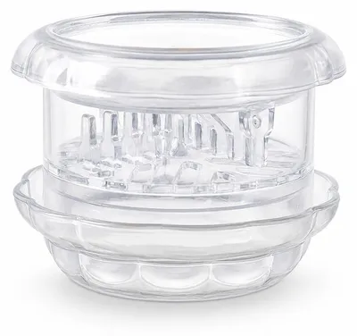 Produktbild von Manueller Knoblauchhacker 8 x 6 cm, Drehpresse Zerkleinerer für Knoblauch Ingwer Chili Zwiebeln, Küchenhelfer aus Kunststoff
