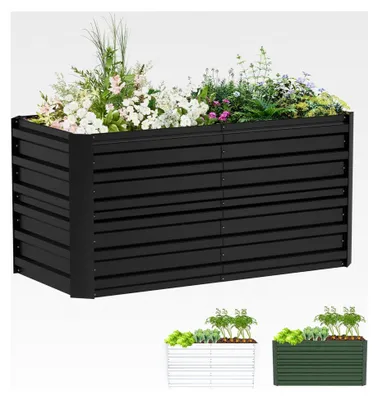 Produktbild von Hochbeet Metall 120x60x58 cm Rechteckig Schwarz – Verzinktes Gartenbeet aus Stahl, rostfrei und wetterfest, für Gemüse, Kräuter und Blumen – Pflanzkasten für Garten, Balkon und Terrasse