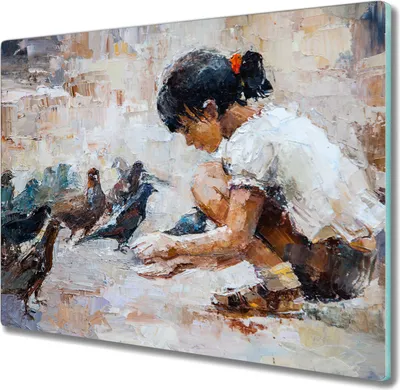 Produktbild von Coloray Schneidebrett Herdabdeckplatte 60x52 cm Kochplattenabdeckung Hackbrett Küchenbrett - Ziervögel