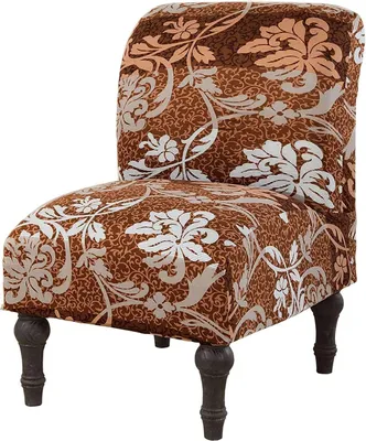 Produktbild von Armless Chair Slipcover Stretch Samt Elasthan Stuhlbezüge  Stuhlbezug Ohne Sesselbezüge Möbelschutzbezüge Abnehmbar Waschbar Für Home Hotel Wohnzimmer(Brown Floral)