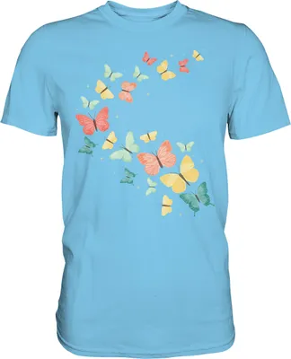 Produktbild von Farbenfrohe Bunte Schmetterling T-Shirt – Sky Blue / S
